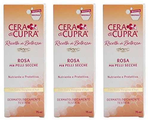 CERA DI CUPRA "Rosa per Pelli Secche Cream for Dry Skin Anti-age Formula - 2.5 Fluid Ounces (75ml) Tubes (Pack of 3) [ Italian Import ]