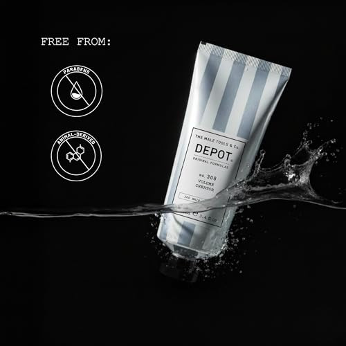 DEPOT No. 308 Volume Creator  Volumizing Hair Gel for Men with Medium Hold  Adds Body Hydration & Shine Without Weight  With Glycerin Aloe & Botanical Extracts  3.3 fl.oz.