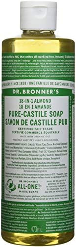 Dr. Bronner's 18-in-1 Hemp Almond Pure-Castile Liquid Soap 1 Pound (Pack of 1).