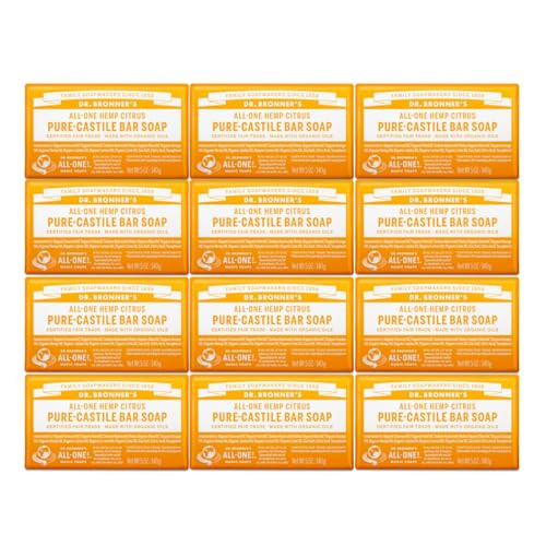 Dr. Bronner's Pure-Castile Magic Soap Bar (Citrus 5 oz 6-Pack)- Bath Soap with Regenerative Organic  Oils - For Face Body & Hair - Gentle Vegan - Bars for Men & Women