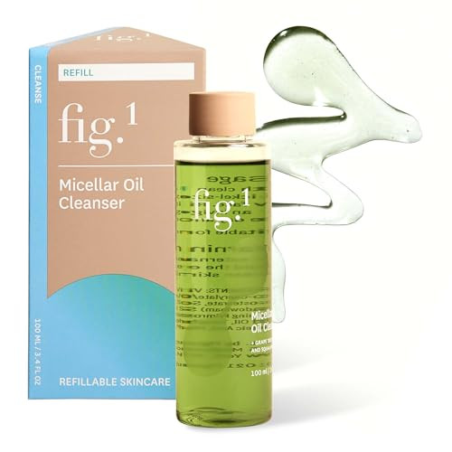 Fig.1 Micellar Oil Cleanser for Face - Makeup Remover Cleansing oil Facial Cleanser - Squalane & Grapeseed Oil Formula Cleanse without Clogging Pores Acne-Prone Facial Skincare Refillable 3.4 Oz