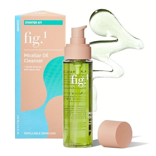 Fig.1 Micellar Oil Cleanser for Face - Makeup Remover Cleansing oil Facial Cleanser - Squalane & Grapeseed Oil Formula Cleanse without Clogging Pores Acne-Prone Facial Skincare Refillable 3.4 Oz