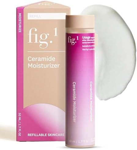 Fig.1 Ceramide Face Moisturizer Refill for Women  Hydrating Daily Facial Moisturizer with Peptides Hyaluronic Acid & Squalane  Lightweight Non Comedogenic Fragrance  Refillable  1.7 fl oz