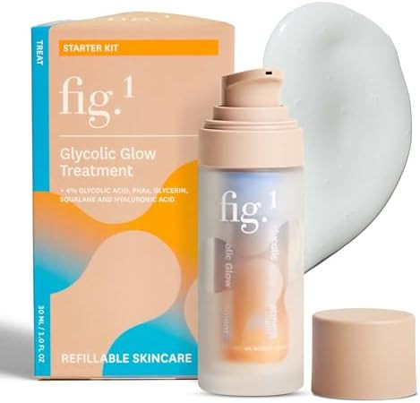 Fig.1 Glycolic Glow Treatment Refill – 4% Glycolic Acid Face Exfoliant Smoothing Emulsion for Radiant Skin Hydrating PHA & Squalane Vegan 30 ml