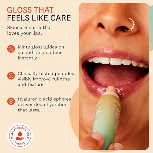 Fig.1 Peptide Plump Lip Oil  Hydration-Based Lip Oil Gloss with Hyaluronic Acid & Vegan Squalane  Non-Sticky Fragrance- Vegan  Moisturizing Lip-Gloss – 0.5 fl oz