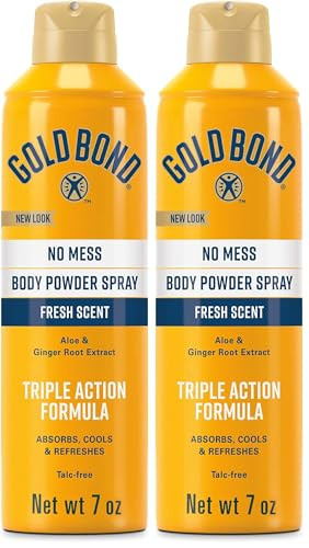 Gold Bond No Mess Talc- Body Powder Spray 7 oz. Fresh Scent with a Triple Action Formula