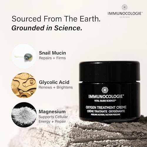 IMMUNOCOLOGIE Oxygen Treatment Crème - Overnight (AHA) Exfoliating Sleeping Mask Cream with Glycolic and Lactic Acid to Improve Radiance and Plump Skin - 1.7 oz/50 ml