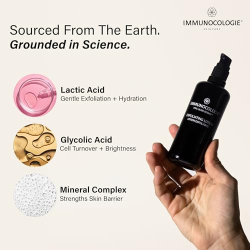 IMMUNOCOLOGIE Exfoliating Lotion - Gentle Face Exfoliator Lotion with Glycolic and Lactic Acids Achieve Minimized Pores and Radiant Skin - 3.4 fl oz/100 ml