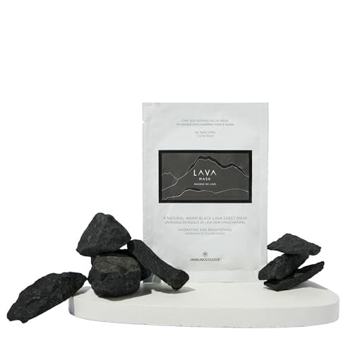IMMUNOCOLOGIE Lava Mask - Hydrating Self-Heating Sheet Mask with Black Lava Rock Marine Algae and Hibiscus Essential Oil for Radiant Skin - Pack of 1