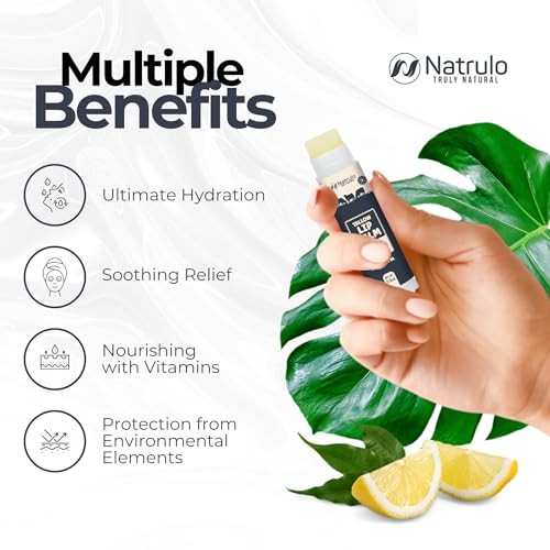 Natrulo Beef Tallow Lip Balm – Natural Tallow Beeswax Chapstick – Hydrating Moisturizer Grass Fed Bison Tallow Balm Lip Care – Soothes Chapped Dry Lips Sensitive Skin – Long Lasting & Vitamin Rich USA-Made