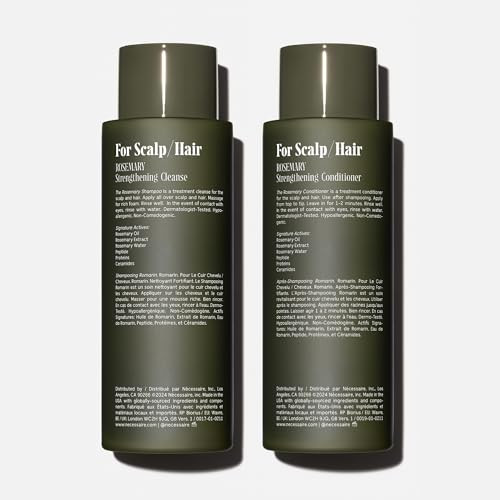 Nécessaire Rosemary Hair Duo  Multi-Protein Strengthening Shampoo + Conditioner For Thinning Hair. For Women + Men. Good For All Hair Types/Textures.  Of Sulfates. Color-Safe. 250 ml / 8.4 oz