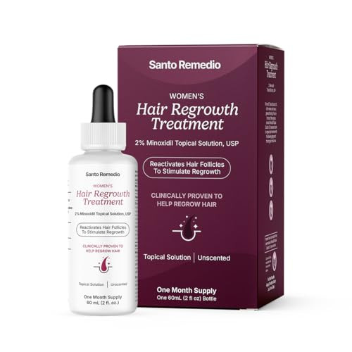 Santo Remedio Women’s Hair Regrowth Treatment Helps Stimulate Hair Growth and Reduce Hair Loss Contains 2% Minoxidil Clinically Proven Ingredient Fragrance  (1-Month Supply)