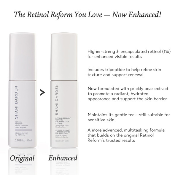 SHANI DARDEN SKIN CARE Retinol Reform with 1% Encapsulated Retinol Serum for Face & Neck Gentle Slow-Release Retinol Face Serum with Tripeptide for Wrinkles Fine Lines & Uneven Tone 0.3 fl oz