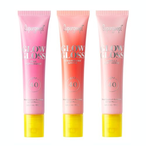 Supergoop Glow Gloss SPF 40 Lip Balm Strawberry Spritz (Fruity Berry Flavor Sheer Coral Tint) - Broad Spectrum Protection with a Non-Sticky High-Shine Finish - 0.5 fl oz