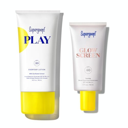 Supergoop Glowscreen SPF 40 Sunrise (1.7 fl oz) + PLAY Everyday Lotion SPF 50 (5.5 oz) - Broad Spectrum Body & Face Sunscreen Recommended for Sensitive Skin