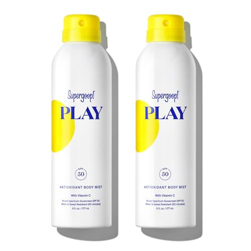 Supergoop PLAY SPF 50 Antioxidant Body Mist w/Vitamin C - 6 fl oz 2 Pack - Broad Spectrum Sunscreen Spray - Great for Active Days