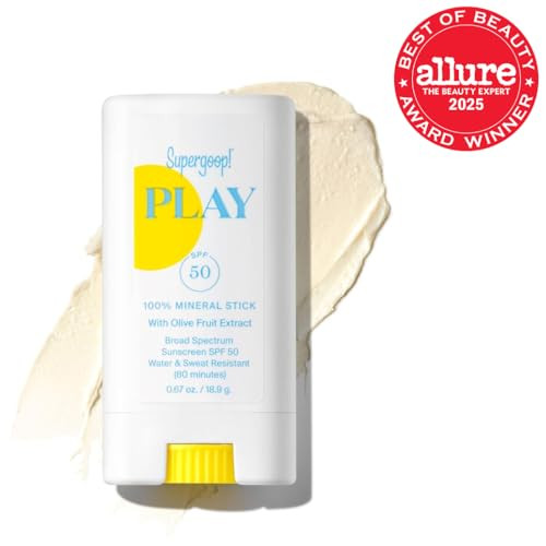 Supergoop PLAY Mineral Stick SPF 50 0.67 oz - On-the-Go Broad Spectrum Face Sunscreen - Water Resistant - Vegan