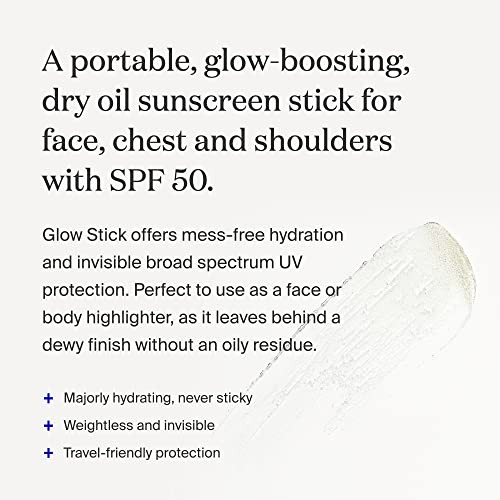 Supergoop Glow Stick - 0.7 oz Pack of 2 - SPF 50 PA++++ Dry Oil Sunscreen Stick for Face & Body - Hydrates for a Healthy Glow - Mess  Travel Friendly