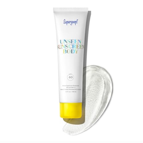 Supergoop Unseen Sunscreen Body SPF 40 - Clear & Invisible Sun Protection - 3.4 fl oz - Weightless & Scentless - Water & Sweat Resistant - For All Skin Types