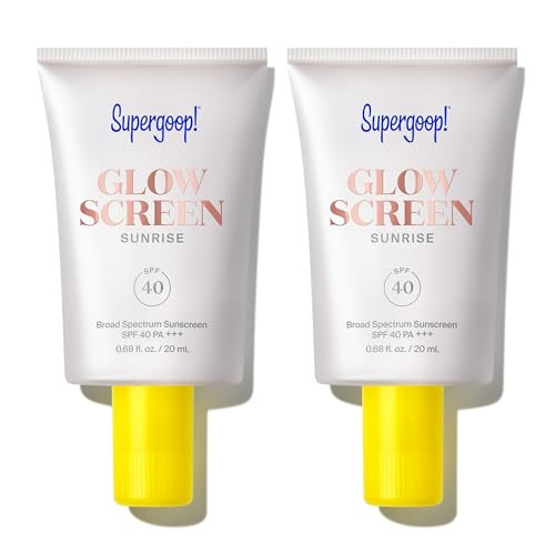 Supergoop Glowscreen SPF 40 Sunrise (Champagne Glow) - 1.7 fl oz Pack of 2 - Glowy Primer + Broad Spectrum Tinted Sunscreen - Helps Filter Blue Light - Hydration - Hyaluronic Acid & Vitamin B5