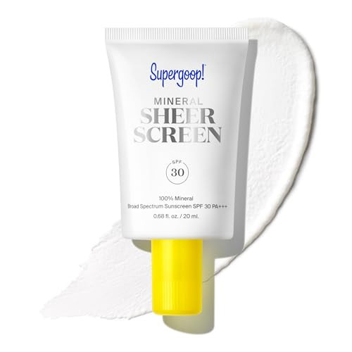 Supergoop Mineral Sheerscreen SPF 30 PA+++ 0.68 fl oz - Mineral Broad Spectrum Face Sunscreen + Primer + Helps Filter Blue Light - Satin Finish - For All Skin Types