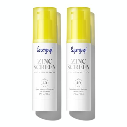 Supergoop Zincscreen - 1.7 fl oz Pack of 2 - SPF 40 PA+++ Mineral Face Lotion & Broad Spectrum Sunscreen - Lightweight Blendable Formula with Pink Hue