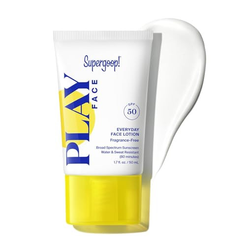 Supergoop PLAY Everyday Face Lotion SPF 50 - Lightweight Non-Greasy Formula - Natural Finish - Fragrance  - Water & Sweat Resistant - All Skin Types - 1.7 fl oz