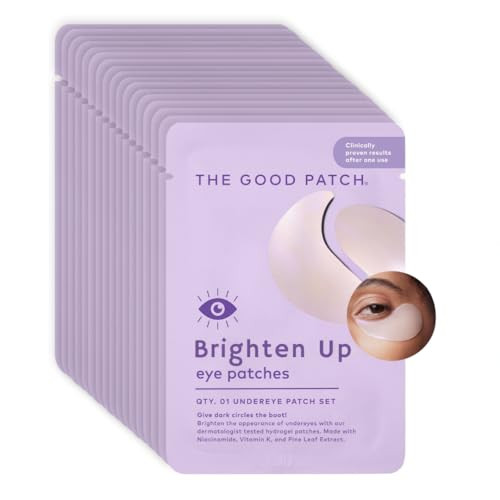 The Good Patch Brighten Up Hydrogel Under Eye Patches for Dark Circles and Puffy Eyes Made with Niacinamide Vitamin K Pine Leaf Extract Clinically Proven (6 Total Patch Sets)