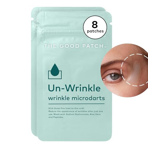 The Good Patch Un-Wrinkle Microdart Anti Wrinkle Patches for Crow’s Feet and Between Eyes Made with Sodium Hyaluronate Aloe Vera Peptides Clinically Proven (8 Total Microdart Patches)