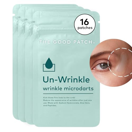 The Good Patch Un-Wrinkle Microdart Anti Wrinkle Patches for Crow’s Feet and Between Eyes Made with Sodium Hyaluronate Aloe Vera Peptides Clinically Proven (8 Total Microdart Patches)