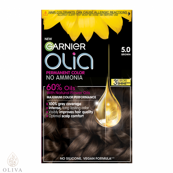 Garnier Hair Color Olia Ammonia-Free Brilliant Color Oil-Rich Permanent Hair Dye 5.0 Medium Brown