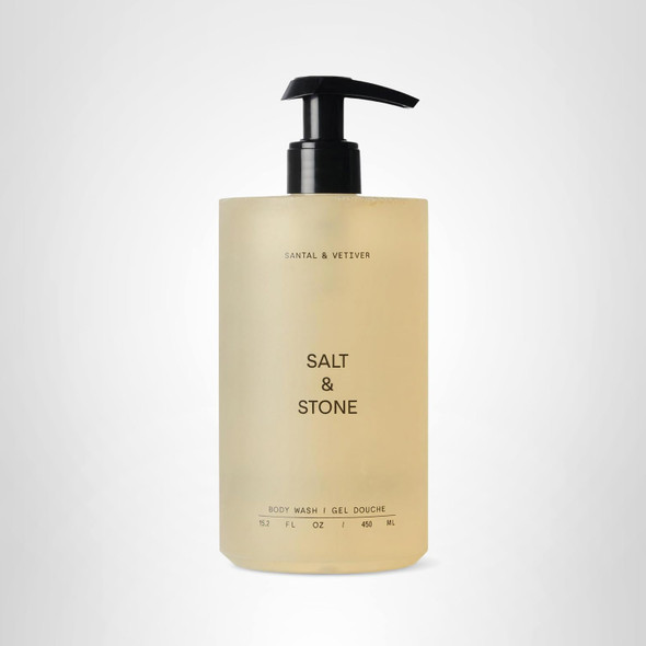 Salt & Stone Antioxidant-Rich Body Wash - Santal & Vetiver | Cleanse Nourish & Soften Skin with Niacinamide & Hyaluronic Acid | Free From Parabens Sulfates & Phthalates (15.2 fl oz)