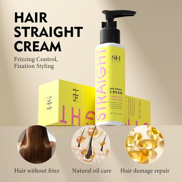 SEVICH Hair Straightener Cream - Frizz Control Hair Care Products, Hair Serum for Frizzy and Damaged Hair, Keratina Para Alisar El Pelo - Long-Lasting Smoothness, Hair straightening 72H,100g
