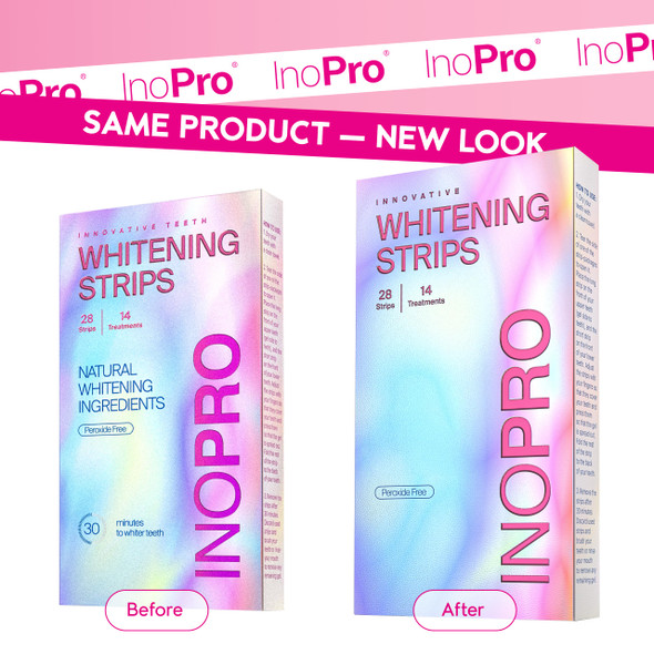 InoPro Teeth Whitening Strips 14 Treatments Kit - Enamel Safe Teeth Whitener, Peroxide-Free, Green White Strips for Teeth Whitening with Arbutin, Coconut Oil, Deep Stains Removal (28 Strips)