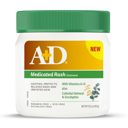 A+D Medicated Rash Ointment 1.5 Oz“ Relieves Rash & Skin Irritated Skin From Poison Ivy Eczema Beard Rash Bikini Rash Dry Skin Chapped Skin Bug Bites. Made With Colloidal Oatmeal