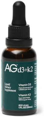 Ag1 Vitamin D3 K2 Drops 1000Iu Of Vitamin D3 And 100Mcg Of K2 Per Serving Supports Bone Density And Calcium Absorption (Athletic Greens)