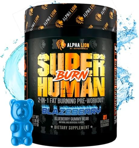 Alpha Lion Superhuman Burn “ 2 In 1 Metabolism Booster Pre Workout And Thermogenic Fat Burner For Men “ Appetite Suppressant And Weight Loss Supplement (21 Servings Sweet Black Cherry Flavor)