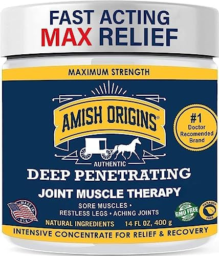 Amish Origins Joint & Muscle Ointment 7 Oz Maximum Deep Penetrating Strength All Natural Discomfort Reliever For Joint Muscle Knee Back Arthritis