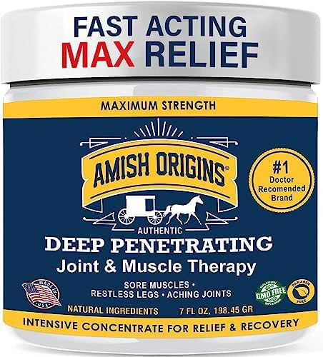 Amish Origins Pain Relief Ointment 3.5 Oz Maximum Strength All Natural Discomfort Reliever For Joint Muscle Knee Back Neuropathy