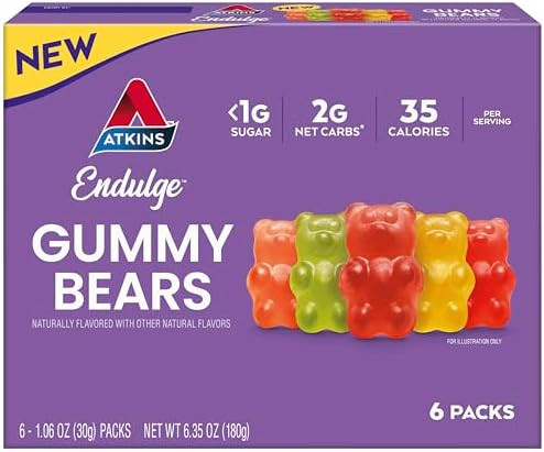 Atkins Endulge Gummy Bears Low Sugar Keto Candy 6 Count