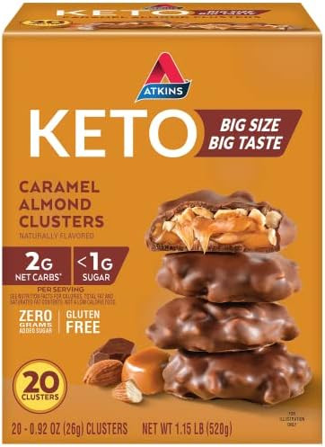 Atkins Caramel Almond Clusters Gluten High In Fiber & Quest Nutrition High Protein Low Carb Gluten Keto Friendly Peanut Butter Cups 12 Count (Pack Of 1) (Total 17.76 Ounce)