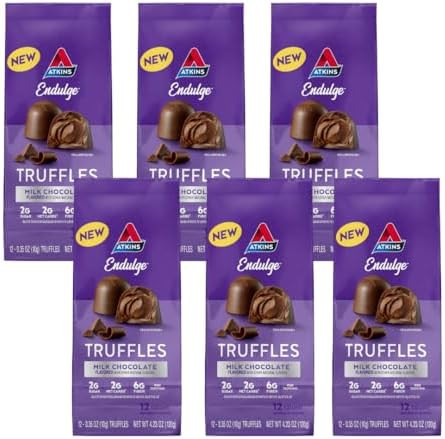 Atkins Endulge Milk Chocolate Truffles Low Sugar Low Carb Keto Friendly 6 Pack (12 Truffles Each Pack)