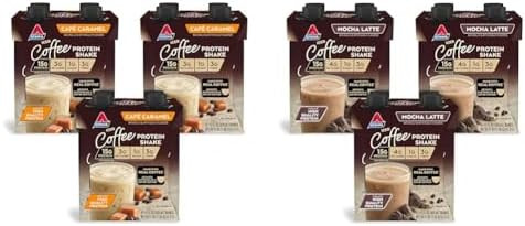 Atkins„¢ Cafã Caramel Iced Coffee Protein Shake & Mocha Latte Iced Coffee Protein Shake 15G Protein Low Glycemic 4G Net Carb 1G Sugar Keto Friendly.