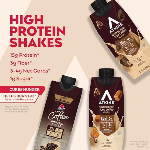 Atkins Coffee Lovers Protein Shake Variety Pack Mocha Latte Cafã Caramel And Cafã Au Lait Flavored Protein Shakes 15G Protein 3G Fiber Glp1 Friendly 12 Count