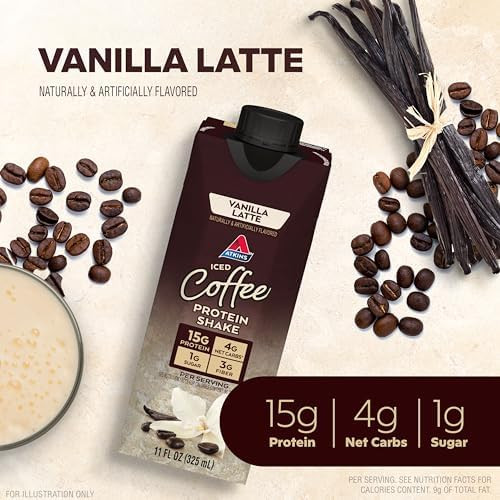 Atkins Iced Coffee Vanilla Latte Protein Shake 15G Protein Low Glycemic 4G Net Carb 1G Sugar Keto Friendly (Pack Of 2)