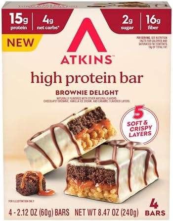 Atkins High Protein Bars Cookie Fusion Flavor 15G Of Protein 4G Net Carbs Keto Protein Bars Low Sugar 4 Count
