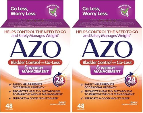 Azo Bladder Control With Goless & Weight Management Dietary Supplement Helps Reduce Occasional Urgency Promotes Healthy Metabolism Supports A Good Nights Sleep 48 Capsules