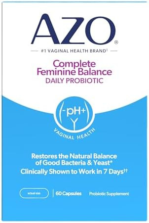 Azo Complete Feminine Balance Daily Probiotics For Women Clinically Proven To Help Protect Vaginal Health Helps Balance Ph And Yeast Nongmo 30 Count
