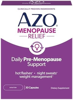 Azo Daily Premenopause Relief Perimenopause Supplements For Women Hot Flash Night Sweat And Healthy Weight Management Support 30 Count