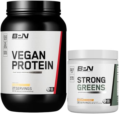 Bare Performance Nutrition Bpn Vegan Vanilla Protein + Strong Greens Pineapple Coconut Bundle